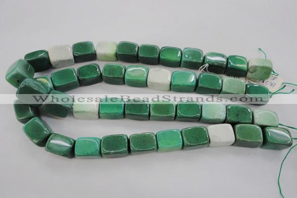 CAG3925 15.5 inches 13*18mm cuboid green grass agate beads