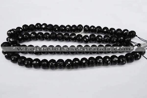 CAG3996 15.5 inches 10*14mm faceted rondelle black agate beads