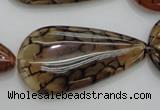 CAG4085 15.5 inches 20*40mm flat teardrop dragon veins agate beads