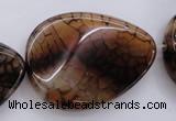 CAG4101 15.5 inches 30*40mm twisted flat teardrop dragon veins agate beads