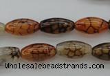 CAG4125 15.5 inches 8*16mm rice dragon veins agate beads