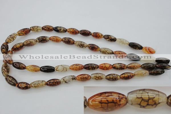 CAG4125 15.5 inches 8*16mm rice dragon veins agate beads