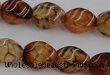 CAG4150 15.5 inches 8*12mm twisted rice dragon veins agate beads