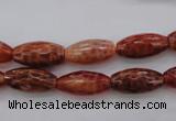 CAG4195 15.5 inches 8*16mm faceted rice natural fire agate beads