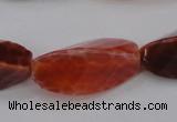 CAG4202 10*20mm faceted & twisted trihedron natural fire agate beads