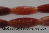 CAG4206 15.5 inches 10*30mm trihedron natural fire agate beads