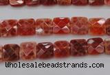 CAG4250 15.5 inches 8*8mm faceted square natural fire agate beads