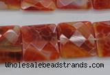 CAG4253 15.5 inches 18*18mm faceted square natural fire agate beads