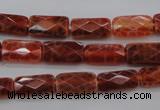 CAG4255 15.5 inches 7*14mm faceted square natural fire agate beads