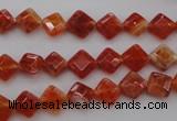 CAG4260 15.5 inches 6*6mm faceted diamond natural fire agate beads