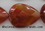 CAG4276 15.5 inches 25*35mm faceted flat teardrop natural fire agate beads