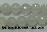 CAG4350 15.5 inches 8mm faceted round white agate beads wholesale