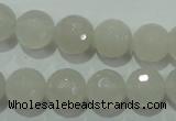 CAG4352 15.5 inches 12mm faceted round white agate beads wholesale