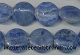 CAG4381 15.5 inches 18mm flat round dyed blue lace agate beads