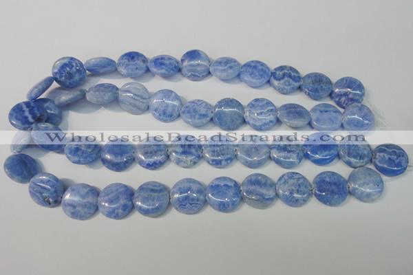 CAG4381 15.5 inches 18mm flat round dyed blue lace agate beads