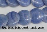 CAG4393 15.5 inches 18mm flat round dyed blue lace agate beads