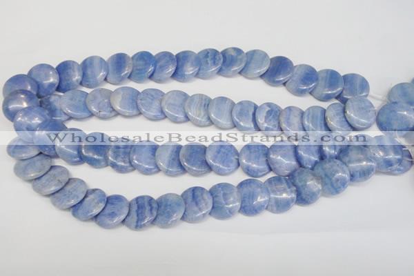 CAG4393 15.5 inches 18mm flat round dyed blue lace agate beads