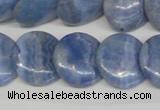 CAG4394 15.5 inches 20mm flat round dyed blue lace agate beads