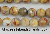 CAG4482 15.5 inches 6mm faceted round fire crackle agate beads