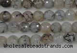 CAG4498 15.5 inches 8mm faceted round fire crackle agate beads