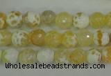 CAG4502 15.5 inches 8mm faceted round fire crackle agate beads