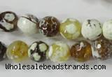 CAG4523 15.5 inches 10mm faceted round fire crackle agate beads