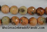 CAG4529 15.5 inches 10mm faceted round fire crackle agate beads