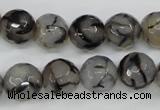 CAG4540 15.5 inches 12mm faceted round fire crackle agate beads