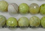 CAG4559 15.5 inches 14mm faceted round fire crackle agate beads