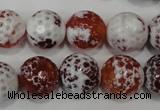 CAG4560 15.5 inches 14mm faceted round fire crackle agate beads