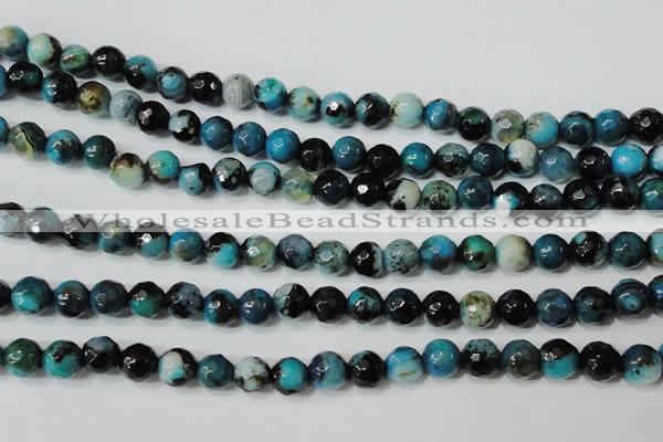 CAG4623 15.5 inches 6mm faceted round fire crackle agate beads