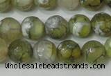 CAG4627 15.5 inches 6mm faceted round fire crackle agate beads