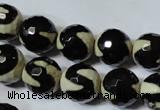 CAG4674 15.5 inches 12mm faceted round tibetan agate beads wholesale