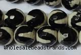 CAG4675 15.5 inches 14mm faceted round tibetan agate beads wholesale