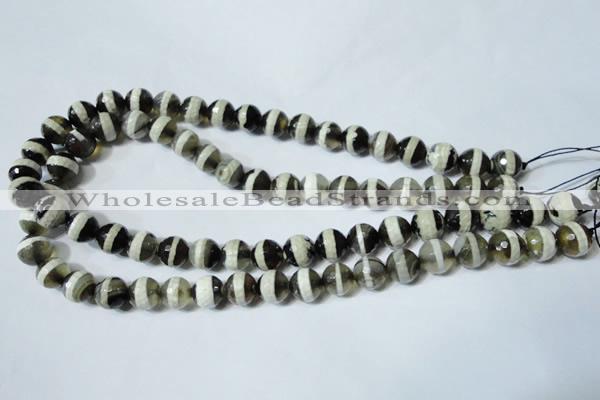 CAG4677 15.5 inches 10mm faceted round tibetan agate beads wholesale