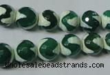 CAG4701 15.5 inches 10mm faceted round tibetan agate beads wholesale