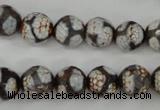 CAG4706 15 inches 10mm faceted round tibetan agate beads wholesale