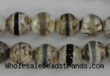 CAG4723 15 inches 8mm faceted round tibetan agate beads wholesale