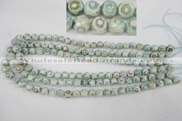 CAG4730 15 inches 8mm faceted round tibetan agate beads wholesale