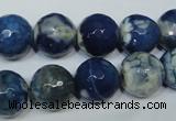 CAG4808 15 inches 12mm faceted round fire crackle agate beads