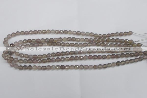 CAG4825 15 inches 6mm faceted round grey agate beads wholesale