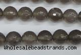 CAG4827 15 inches 10mm faceted round grey agate beads wholesale