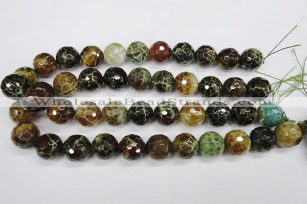 CAG4847 15 inches 18mm faceted round dragon veins agate beads