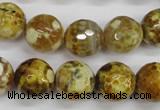 CAG4865 15 inches 14mm faceted round dragon veins agate beads