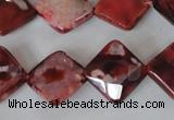 CAG4886 15 inches 14*14mm faceted diamond fire crackle agate beads