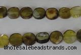 CAG4890 15 inches 8mm faceted coin fire crackle agate beads