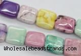 CAG4910 15.5 inches 12*12mm square dyed white agate beads