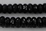 CAG5065 15.5 inches 6*12mm faceted rondelle black agate beads