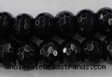 CAG5066 15.5 inches 10*13mm faceted rondelle black agate beads