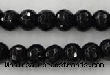 CAG5068 15.5 inches 8*10mm faceted rondelle black agate beads